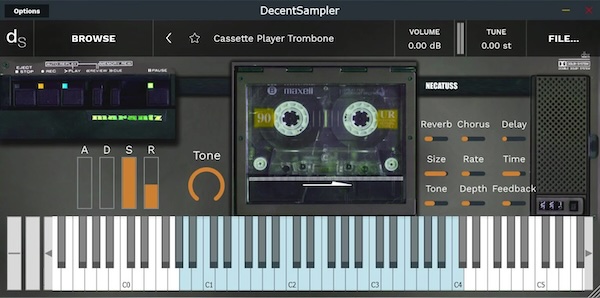 Necatuss「Cassette Player Trombone」トロンボーンの息遣いとカセットテープの歪みが溶け合う、アナログの記憶を封じ込めた音響アート作品！ノイズの中に“生きた音”が息づく唯一無二のサウンドライブラリ｜DTMプラグインセール
