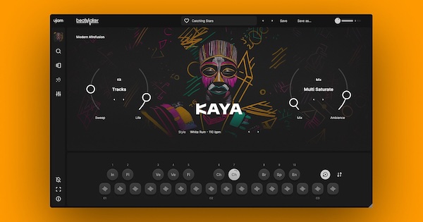 UJAM「BeatMaker KAYA」アフロフュージョン専用に設計されたリズム世界!アフロビートからアマピアノまで西アフリカ起源リズムを幅広くカバーし、アフロハウス制作からプロジェクト全体のテクスチャー追加まで対応する現代アフロフュージョン・バイブス|DTMプラグインセール