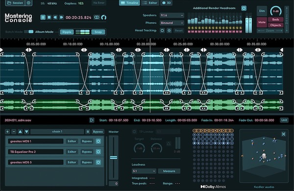 Fiedler Audio「Mastering Console 2」ステレオミックス・マスタリング数十年の経験をADM/BWFファイル処理に応用し、OBAM プラグイン・ホスティング対応でDolby Atmosミックス全体に最終的な輝きを施すワンストップ・ソリューション|DTMプラグインセール