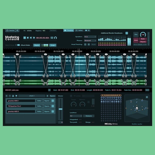 Fiedler Audio「Mastering Console 2」ステレオミックス・マスタリング数十年の経験をADM/BWFファイル処理に応用し、OBAM プラグイン・ホスティング対応でDolby Atmosミックス全体に最終的な輝きを施すワンストップ・ソリューション|DTMプラグインセール