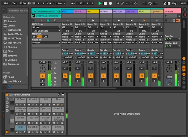 DandyTunes「MT-PowerDrumKit Suite for Ableton Live」Ableton Liveでリアルなドラムを簡単に再現!打ち込みとは思えない生々しいグルーヴを実現するドラム音源セット|DTMプラグインセール