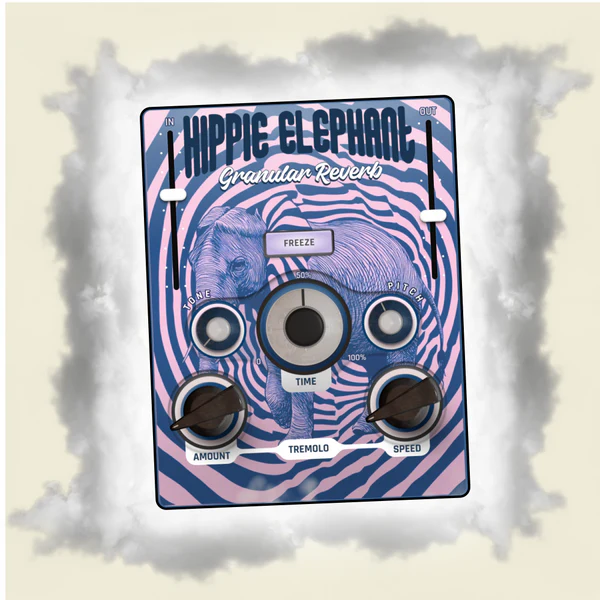 Safari Pedals「Hippie Elephant」ドリーミーで揺らぐスウィーリング・クラウド・マシンが、フリーズ・シマー・メルト機能でギター・ボーカル・シンセをヴィンテージ・サイファイ・アンビエンスの無限の深さへ導くグラニュラー・リバーブ|DTMプラグインセール
