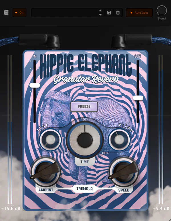 Safari Pedals「Hippie Elephant」ドリーミーで揺らぐスウィーリング・クラウド・マシンが、フリーズ・シマー・メルト機能でギター・ボーカル・シンセをヴィンテージ・サイファイ・アンビエンスの無限の深さへ導くグラニュラー・リバーブ|DTMプラグインセール