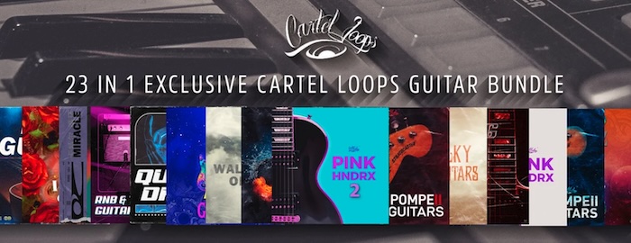 Cartel Loops「Ultimate Guitar Bundle」トラップやヒップホップのビートにリアルな質感をプラスしたい人必見!生演奏のようなリアルな音を誰でも簡単に使える、即戦力のギター音源|DTMプラグインセール