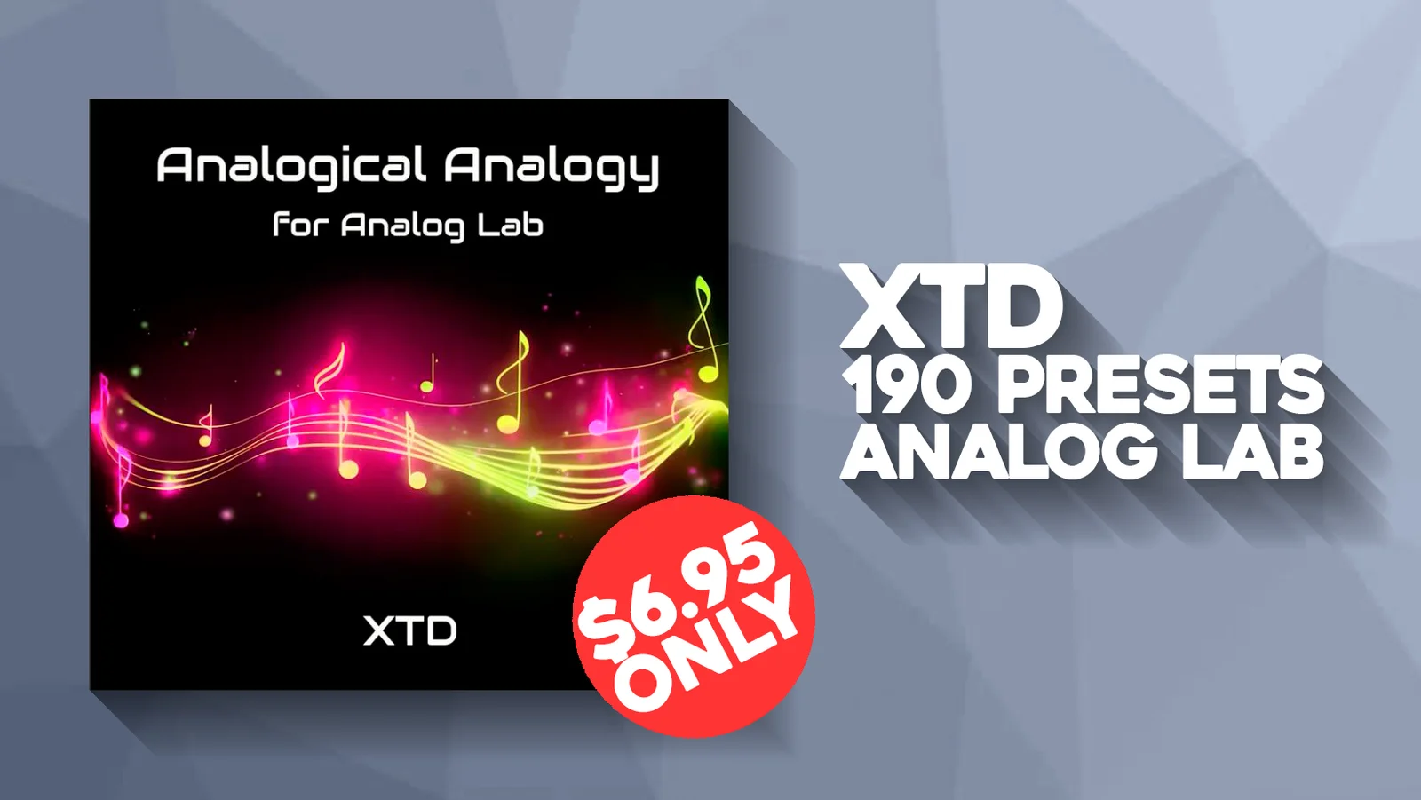XTD「Analogical Analogy」EDM・Lo-fi・アンビエント・シンセウェーブまで対応!190音色のプロ仕様プリセットでインスピレーションを刺激し、音作りに悩まない制作環境を実現する、無料版のAnalog Lab Playでも使えるプリセット集|DTMプラグインセール