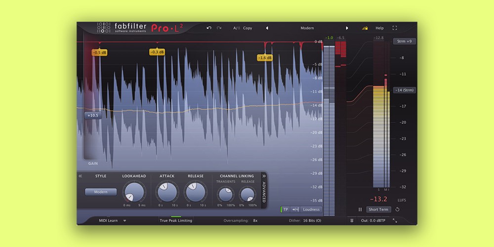 FabFilter「FabFilter Pro-L 2」最大ラウドネスと透明性を両立!広範ラウドネス・メータリングと精密トゥルー・ピーク・レベル・メーターを搭載した、全マスタリング・ミキシング・エンジニア必須のトゥルー・ピーク・リミッター|DTMプラグインセール