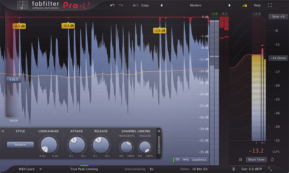 FabFilter「FabFilter Pro-L 2」最大ラウドネスと透明性を両立!広範ラウドネス・メータリングと精密トゥルー・ピーク・レベル・メーターを搭載した、全マスタリング・ミキシング・エンジニア必須のトゥルー・ピーク・リミッター|DTMプラグインセール