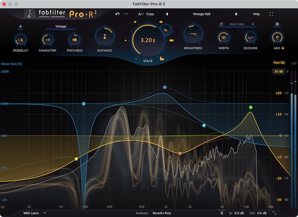 FabFilter「FabFilter Pro-R 2」3次元空間にリバーブを配置!長く明るいハイパー・リアル空間アンビエンス生成と、ドラム・ボーカル理想的な喚起的メタリック・サウンド提供Plate リバーブにより、Pro-R前作の現実的物理環境から明白に合成的テクスチャラル領域へ空間化レミット拡大|DTMプラグインセール