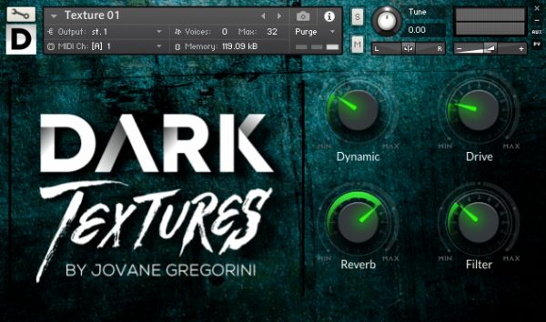 GSamples「Dark Textures」テクスチャ・SFX・ベース・アルペジエーターで作る空気感の極み!映画やゲームのサウンド演出に圧倒的な臨場感をプラスするKontakt専用音源|DTMプラグインセール