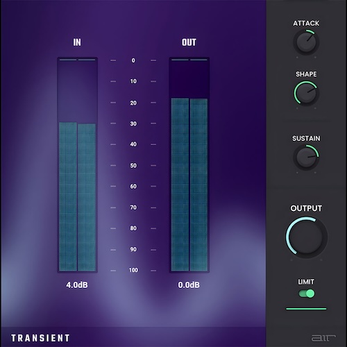 AIR Music Technology「AIR Transient」音のアタックとサステインを自由に操る!ドラム・ボーカル・サンプルにパンチと存在感を加えるダイナミクス調整の新定番|DTMプラグインセール