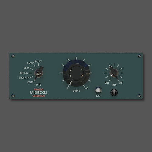 Analog Obsession「MidBoss」EQやコンプレッサーではどうしても埋もれてしまう中域の処理に!音の芯と密度を自然に補い、ミックスの中で“ちゃんと聴こえる音”を作る、中域特化型の新しい定番サチュレーター|DTMプラグインセール