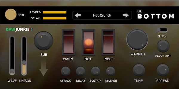 DAWJunkie「Lil Bottom」抜ける重低音がほしいならコレ一択！音圧・存在感・操作性すべてを備えたベース専用シンセサイザー｜DTMプラグインセール