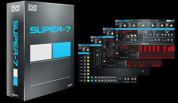 UVI「Super-7」シンセ、ドラム、ベースがこれ1台で完結!Juno-106とTR-707のサウンドを現代的に再構築し、80年代アナログの質感を完全再現したマルチティンバー音源|DTMプラグインセール