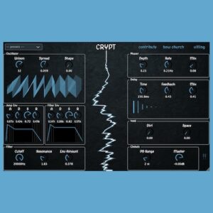 Vitling / Bow Church「CRYPT」最大64オシレーターのHyper-Unisonで冷たく広がる重厚サウンドを実現!TranceやWitch Houseに最適な、軽量・高性能・無料のソフトウェアシンセサイザー|DTMプラグインセール