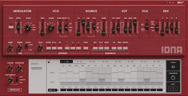 AIR Music Technology「Iona」伝説的101サウンドとシーケンサーをAIRハードウェア・ソフトウェア・プラットフォーム両方に提供し、シンプル・ハンズオン・ワークフロー維持しながら拡張クリエイティブ機能搭載のシンセサイザー|DTMプラグインセール