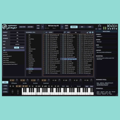 KV331 Audio「SynthMaster 3 Player」シンセ初心者でも挫折しない!4,000音色以上のプロ仕様プリセットを自由に扱える多機能シンセサイザー|DTMプラグインセール