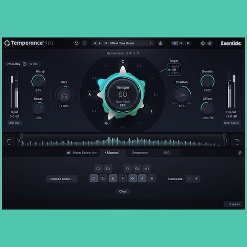 Eventide「Temperance Pro」12音階クロマティック・スケールで動作し空間内で開花または減衰する音を決定!拡張コントロール・セットで音楽的テクスチャー形成・動き指示・モーダル技術完全構築29ワールドクラス空間解放する、音楽の言語を話すリバーブ革命|DTMプラグインセール