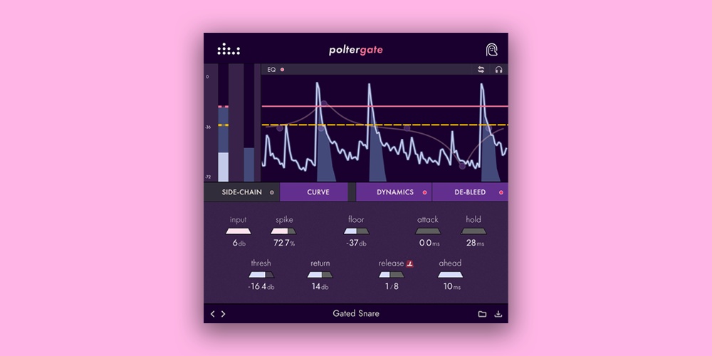 Denise Audio「poltergate」音の明瞭さを高め、ドラムやベースの処理に強く、しかもUIもシンプルで使いやすい！ゲート、トランジェントデザイン、デブリード、EQ、クリッパーなどが統合されたマルチダイナミクス処理プラグイン｜DTMプラグインセール