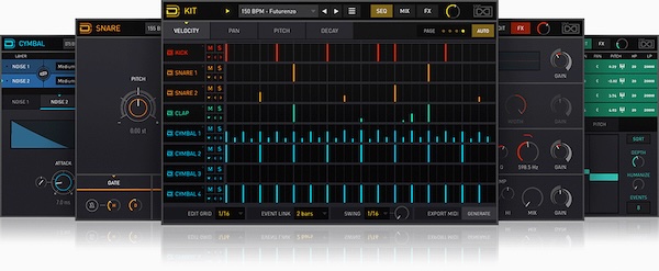 UVI「Drum Designer」各サウンドの個別コンポーネントを外科的に変更可能にし、タイト・ハードヒッティング・キット制作・トラック・マッチング・バリエーション即座作成・ワイルド新テクスチャー・デザインを絶対的コントロールで実現するドラム作成ツール|DTMプラグインセール