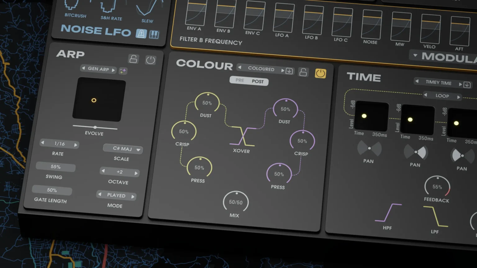 GForce Software「MAP」ヴィンテージの魂と現代の革新が交差する場所!3つのユニークなオシレーター、デュアルフィルター、そして有機的なモジュレーションで未踏の音世界を切り拓くシンセサイザー|DTMプラグインセール