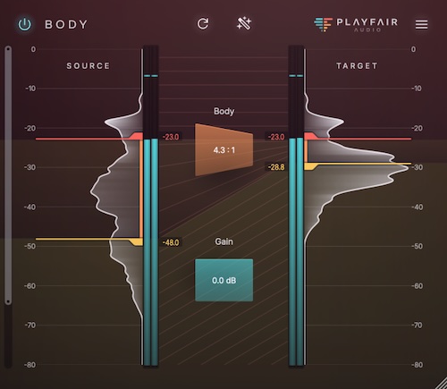 Playfair Audio「BODY」ボーカル・ドラム・バスすべての音が一段と“前に出る”!たった1つのノブを回すだけで、ミックスに“重み”と“存在感”を加えるダイナミクスプラグイン|DTMプラグインセール