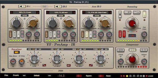 YS Plugins「YS - PreAmp- IR_v.1.0.0」複数IRの並列&ミックス処理で“立体感あるアナログ音”を実現!無料で使えるWindows向けプリアンプVST|DTMプラグインセール