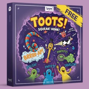 BOOM Library「Toots」高音質な“おふざけサウンド”が無料で手に入る!63種類のブーブー音・風船音・おもちゃの笛など、笑いを誘うコミカル効果音が詰まったBOOM Libraryのプロ品質サウンドパック|DTMプラグインセール