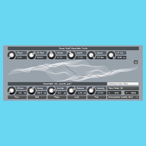 Ocean Swift Synthesis「Wavetable Tester」ウェーブテーブルのモーフィングや挙動を即確認!サウンドデザインの作業効率を劇的に変える、Kontakt対応で直感的に使える無料ツール|DTMプラグインセール