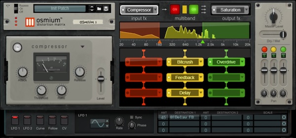 Reason Studios「Osmium Distortion Matrix」微細なテープサチュレーションからスピーカーを溶かすノイズまで!9つの自由にルーティング可能なエフェクトスロット、3つの周波数帯域、無限のエフェクトコンビネーションが生むモジュラー・ディストーション・マトリックス|DTMプラグインセール