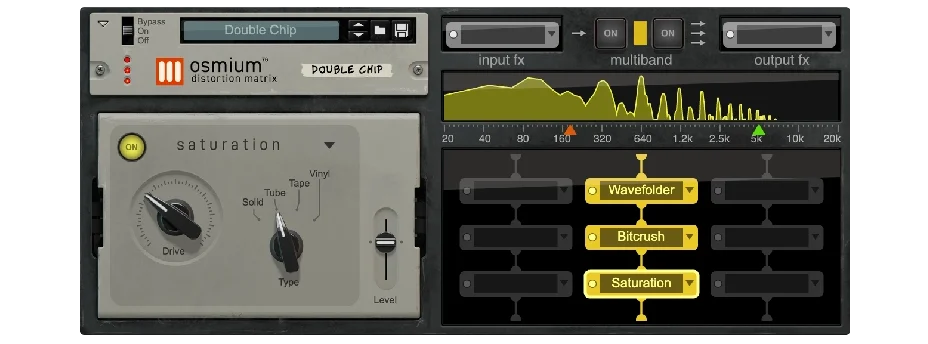 Reason Studios「Osmium Distortion Matrix」微細なテープサチュレーションからスピーカーを溶かすノイズまで!9つの自由にルーティング可能なエフェクトスロット、3つの周波数帯域、無限のエフェクトコンビネーションが生むモジュラー・ディストーション・マトリックス|DTMプラグインセール