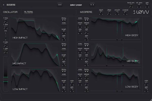 BEATSURFING「LØW」12本のフリーハンド・エンベロープで低域を彫刻する!手描きモジュレーションと多彩なベースエンジンで、クラシックからオリジナル、シルキーからグリッティ、アナログからデジタルまであらゆる低音を網羅するベース専用シンセ音源|DTMプラグインセール