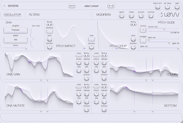BEATSURFING「LØW」12本のフリーハンド・エンベロープで低域を彫刻する!手描きモジュレーションと多彩なベースエンジンで、クラシックからオリジナル、シルキーからグリッティ、アナログからデジタルまであらゆる低音を網羅するベース専用シンセ音源|DTMプラグインセール