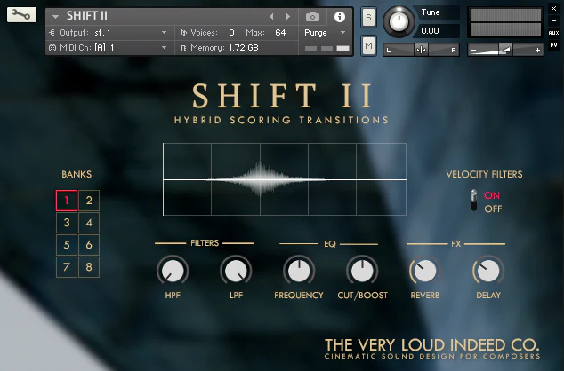The Very Loud Indeed Co「SHIFT II: Hybrid Scoring Transitions」その場面、音で締まるか決まるかが変わる！圧倒的なトランジション音の世界と、作曲・映像編集・コンテンツ制作で即使えるシネマティックサウンドの決定版｜DTMプラグインセール