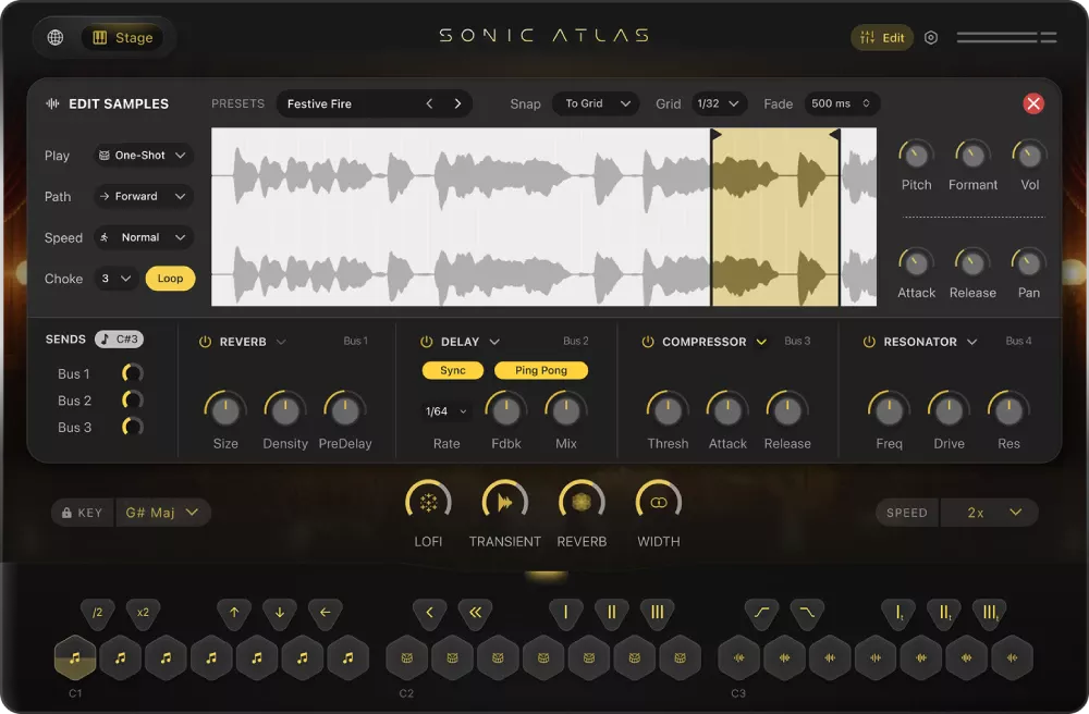 Pitch Innovations「Sonic Atlas Bundle」プレイアブル・サンプラーエンジンが3オクターブキーボードにサウンドをマッピングし、リアルタイムパフォーマンスを実現!ワールドミュージック・サンプラー・プラットフォームの決定版|DTMプラグインセール