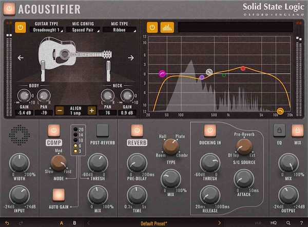 Solid State Logic「Acoustifier」アコースティックギターのD.I.録音でも“マイク録りのような自然な音”を実現!宅録クオリティを一段上へ引き上げる、アコギ専用サウンド強化プラグイン|DTMプラグインセール