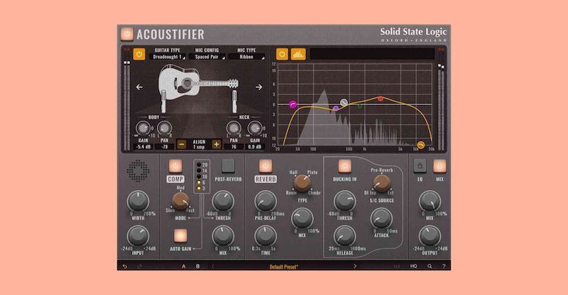 Solid State Logic「Acoustifier」アコースティックギターのD.I.録音でも“マイク録りのような自然な音”を実現!宅録クオリティを一段上へ引き上げる、アコギ専用サウンド強化プラグイン|DTMプラグインセール