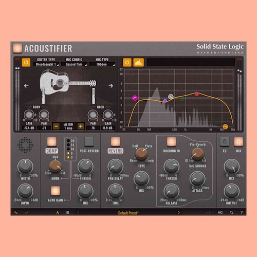 Solid State Logic「Acoustifier」アコースティックギターのD.I.録音でも“マイク録りのような自然な音”を実現!宅録クオリティを一段上へ引き上げる、アコギ専用サウンド強化プラグイン|DTMプラグインセール