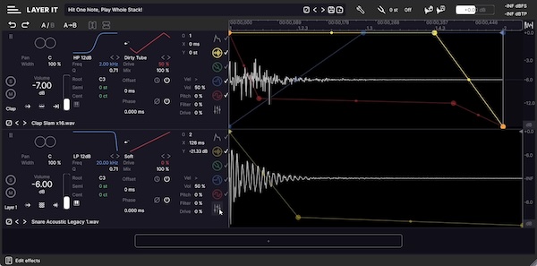 Diginoiz「LAYER IT」究極のドラムレイヤリングVSTプラグイン!オーディオクリップの視覚的明瞭性とMIDIの柔軟なコントロールを統合し、各手法の限界を回避しながら、サンプル間の時間関係を精密にコントロールするサンプラー|DTMプラグインセール