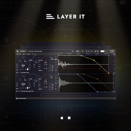 Diginoiz「LAYER IT」究極のドラムレイヤリングVSTプラグイン!オーディオクリップの視覚的明瞭性とMIDIの柔軟なコントロールを統合し、各手法の限界を回避しながら、サンプル間の時間関係を精密にコントロールするサンプラー|DTMプラグインセール