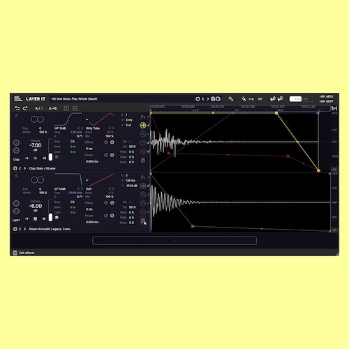 Diginoiz「LAYER IT」究極のドラムレイヤリングVSTプラグイン!オーディオクリップの視覚的明瞭性とMIDIの柔軟なコントロールを統合し、各手法の限界を回避しながら、サンプル間の時間関係を精密にコントロールするサンプラー|DTMプラグインセール