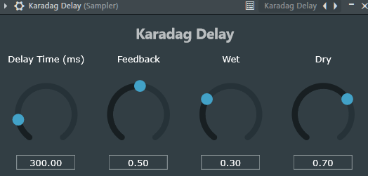 Tugberk Karadag「Karadag Delay」クリックノイズなし&高い安定性!フィードバックの安定感・滑らかな操作感・幅広いディレイタイムを備えた無料ディレイ|DTMプラグインセール