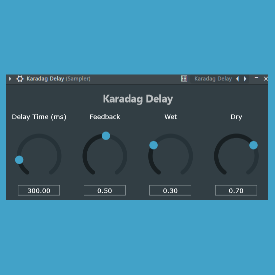 Tugberk Karadag「Karadag Delay」クリックノイズなし＆高い安定性！フィードバックの安定感・滑らかな操作感・幅広いディレイタイムを備えた無料ディレイ｜DTMプラグインセール