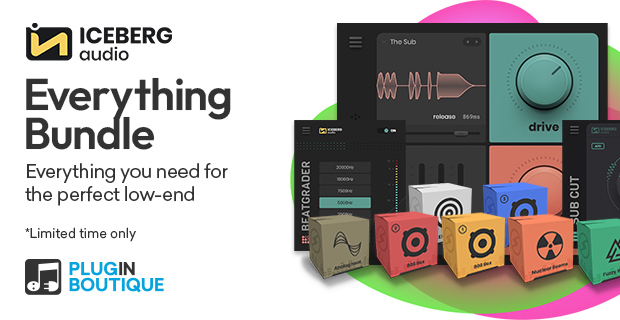 Iceberg Audio「Everything Bundle」ベースが埋もれる・低音が決まらない・808にパンチがない…そんな悩みをすべて解決！プロのビートメイカーが愛用する『The Sub』を中心に、ミックス・サウンドデザイン・ローファイ制作まで全て対応できるサブベース音源バンドル｜DTMプラグインセール