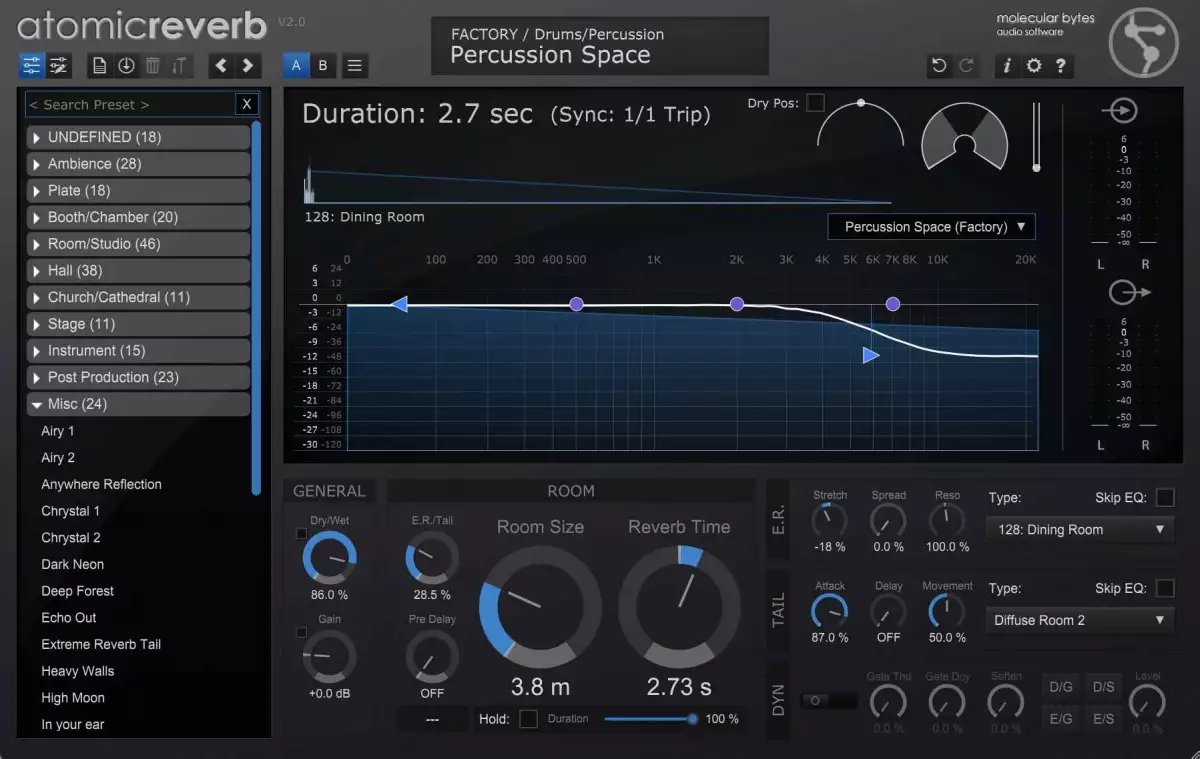Molecular Bytes「AtomicTransient Micro and AtomicReverb 2 Bundle」打音のアタックを個別に調整し、リアルな空間感を演出!EQやコンプでは手が届かない“音の立体感”を実現する、ポリフォニック処理×高精度リバーブの最強タッグ|DTMプラグインセール