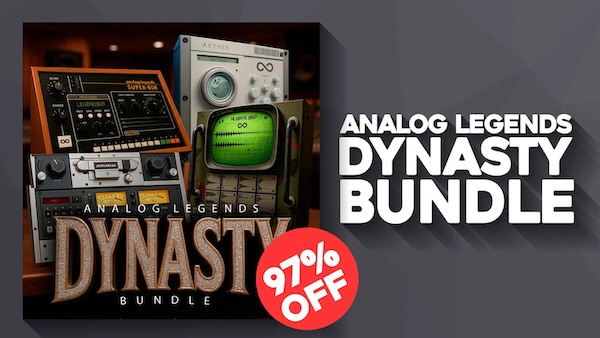 Analog Legends「DYNASTY Bundle」音楽制作に必要な全てがこの1本に！AIドラムから重低音808、ベース、リバーブ、マスタリング、膨大な16,000超のWAV素材まで完全収録した万能パック｜DTMプラグインセール