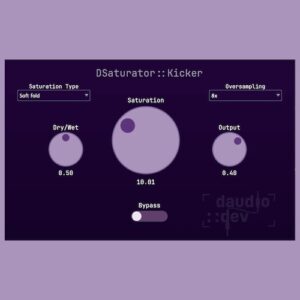 daudio::dev「DSaturator」ミックスで音が埋もれる・立体感が足りないと感じたら試すべき！倍音・歪み・温かみを直感操作で付加できる高性能サチュレーションプラグイン｜DTMプラグインセール