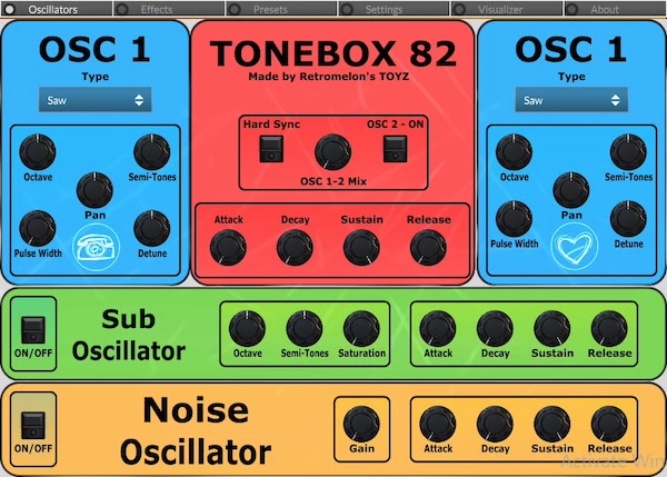 Retromelon’s TOYZ「ToneBox 82」直感的な操作性と圧倒的な音作りの自由度！2基のFMオシレーターと内蔵エフェクトで即戦力になる無料ソフトシンセ｜DTMプラグインセール