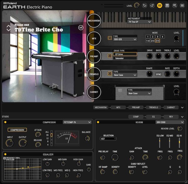 Roland「Earth Electric Piano」7種のピアノタイプ・90以上のエフェクト・会場シミュレーター・ノイズ調整で理想のサウンドを追求できる次世代エレピ音源｜DTMプラグインセール