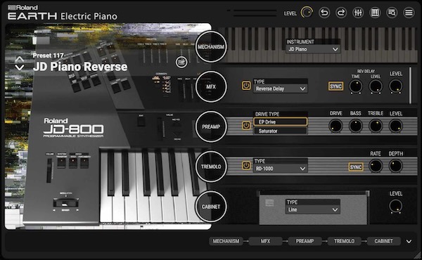 Roland「Earth Electric Piano」7種のピアノタイプ・90以上のエフェクト・会場シミュレーター・ノイズ調整で理想のサウンドを追求できる次世代エレピ音源｜DTMプラグインセール