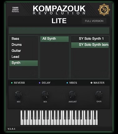 Kompazouk Revolution「Kompazouk Revolution Lite」複雑な音作りや設定は一切不要！ZoukやKompaを手軽に本格的に作れる即戦力プラグイン｜DTMプラグインセール